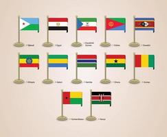 vector grafische illustratie van de vlaggen van Afrikaanse landen met palen