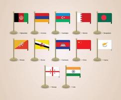 vector grafische illustratie van de vlaggen van Aziatische landen met palen