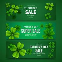 st. patrick's day sale horizontale banner set met klaverblaadjes vector