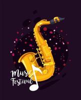 saxofooninstrument van muziekfestival vectorontwerp vector