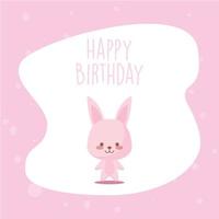 konijn cartoon en gelukkige verjaardag vector design