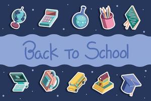 terug naar school stickers vector