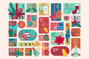 december feestelijke adventskalender platte vectorillustratie vector