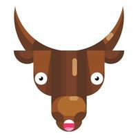 slechte verrassing stier gezicht emoji, wow uitziende koe pictogram geïsoleerde emotie vector