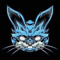 blauwe konijn mascotte logo afbeelding vector