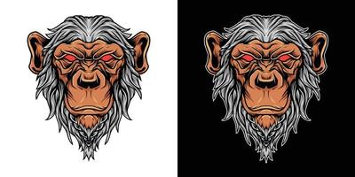 chimpansee hoofd mascotte logo afbeelding vector