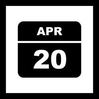 20 april Datum op een eendaagse kalender vector