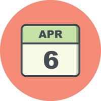 6 april Datum op een eendaagse kalender vector