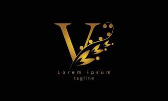 vector eerste letter v florish typografie logo ontwerp