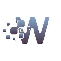 w eerste letter logo-ontwerp met digitale pixels vector