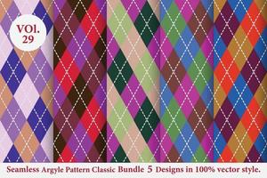 argyle klassieke patroon vector bundel 5 ontwerpen traditionele, stof textuur achtergrond