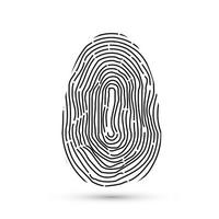 vingerafdruk vector iconen geïsoleerd op schrijven met schaduw. elektronische handtekening concept. biometrische technologie voor persoonsidentiteit. autorisatiesysteem voor toegangscontrole.