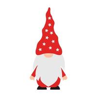 Kerstmis of Valentijnsdag gnome geïsoleerd op wit. scandinavische noordse dwerg. schattig stripfiguur. vectorsjabloon voor poster, spandoek, wenskaart, t-shirt, enz vector