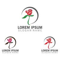 roze bloem met bladeren logo vector afbeelding illustratie ontwerpconcept