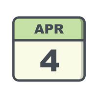 4 april Datum op een eendaagse kalender vector