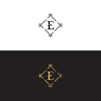 luxe letterteken e logo vector ontwerpsjabloon