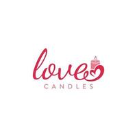 liefde kaarsen logo belettering ontwerp gratis vector