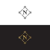 luxe letter mark n logo ontwerp vector sjabloon
