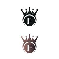 luxe kroon letterteken f letter logo vector sjabloon