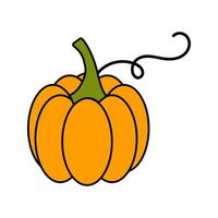 oranje pompoen op een witte achtergrond. symbool van halloween en dankzegging. vector illustratie