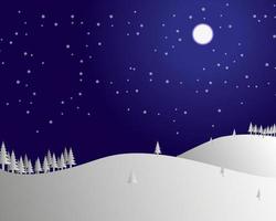 winterlandschap in de nacht met volle maan kopieerruimte vector