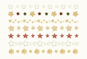 set handgetekende gouden sterren scheidingslijnen. geïsoleerde kerst doodle schittert ornament collectie. schattig girly herhalend patroon voor washi tape, lint, zakka briefpapier, print. vectorillustratie. vector