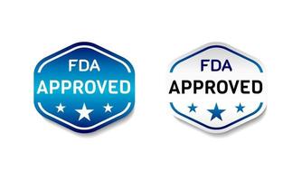 FDA-goedgekeurd etiket. met sterpictogram. op kleurovergang blauwe en witte kleur. premium en luxe knopsjabloon vector
