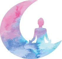 vrouw yoga pose meditatie vector aquarel