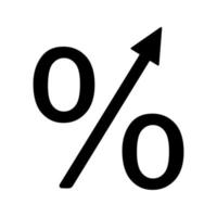 percentage groei glyph pictogram. winst stijgen. silhouet symbool. negatieve ruimte. vector geïsoleerde illustratie