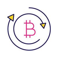 bitcoin uitwisseling kleur pictogram. digitale valutatransactie. cryptogeld mijnbouw. bitcoin munt met pijlen. geïsoleerde vectorillustratie vector