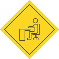 Zittend op bureau pictogram ontwerp vector