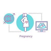zwangerschap concept icoon. zwangere vrouw idee dunne lijn illustratie. echografie. zwangerschap medische monitoring. vector geïsoleerde overzichtstekening