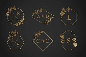 gouden premium monogram trouwlijst vector