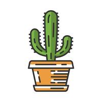 Mexicaanse gigantische cactus in pot kleur icoon. karton. olifant cactus. huis- en tuinplant. geïsoleerde vectorillustratie vector