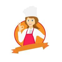 illustratie vector ontwerp van vrouwelijke chef-kok mascotte logo