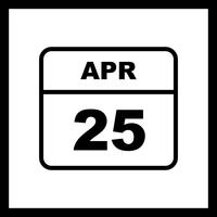 25 april Datum op een eendaagse kalender vector