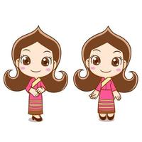 receptie meisje in Thaise traditionele kleding. vector