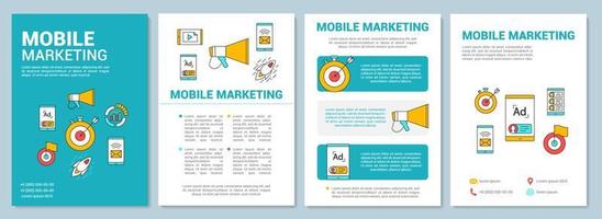 mobiele marketing brochure sjabloon lay-out. doelgroep reclame. flyer, boekje, folder printontwerp met lineaire illustraties. vectorpaginalay-outs voor tijdschriften, rapporten, reclameposters