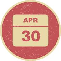 30 april Datum op een eendaagse kalender vector