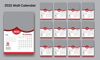 wandkalender 2022 ontwerpsjabloon gratis vector