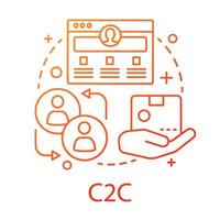 c2c concept icoon. commerciële relatie idee dunne lijn illustratie. webportaal met aankoopadvertentie. e-commerce met verkoop tussen consumenten. vector geïsoleerde overzichtstekening