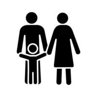 glyph-pictogram voor kinderbijslag. silhouet symbool. familie. kinderopvang. gelukkig ouderschap. negatieve ruimte. vector geïsoleerde illustratie