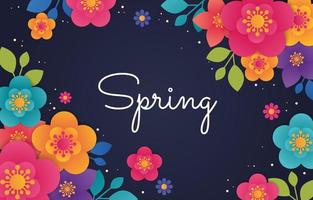 prachtige lente achtergrond met kleurrijke 3d papieren bloem ontwerpconcept vector