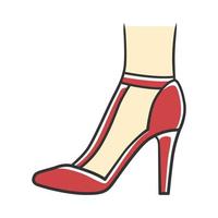 t-band hoge hakken rode kleur icoon. vrouw stijlvol retro schoenenontwerp. vrouwelijke casual schoenen, luxe moderne stiletto's. modieuze klassieke kleding accessoire. geïsoleerde vectorillustratie vector