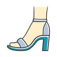 enkelband hoge hakken blauwe kleur icoon. vrouw stijlvol schoeisel ontwerp. vrouwelijke casual schoenen, luxe moderne zomersandalen. modieuze klassieke kleding accessoire. geïsoleerde vectorillustratie vector