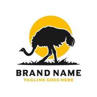 struisvogel silhouet logo ontwerpsjabloon vector