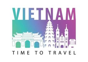 Vietnam beroemde bezienswaardigheid silhouet stijl vector