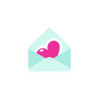 Valentijnsdag postkaart en envelop met harten vectorillustratie vector