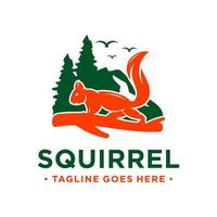 eekhoorn en berg logo ontwerpsjabloon vector