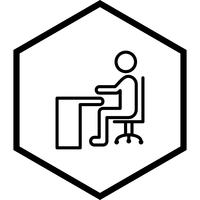 Zittend op bureau pictogram ontwerp vector